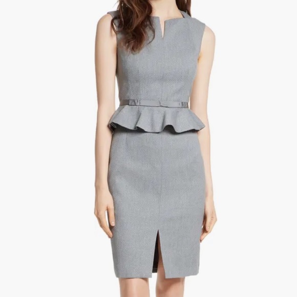 strapless open back dress Ted Baker Jaliyaa V Neck Peplum Waist Mini Dress